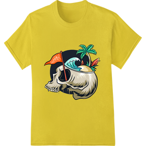 Cutting-edge professional DTF printing featured on Fearsome Pirate Skull with Palm Tree DTF Print Transfer