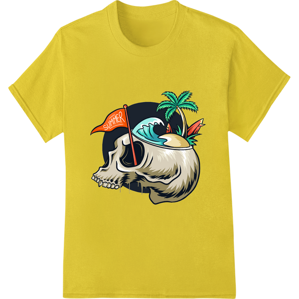 Cutting-edge professional DTF printing featured on Fearsome Pirate Skull with Palm Tree DTF Print Transfer