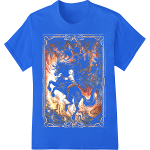 Cutting-edge bulk t-shirt printing featured on Horses of Fire: Wild Equine Energy in Abstract Flames