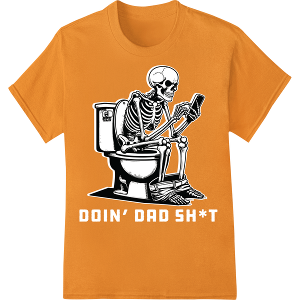 Sarcastic Skeleton: Multitasking from the Grave on orange shirt - SUPERDTF-DTF Prints-DTF Transfers-Custom DTF Prints