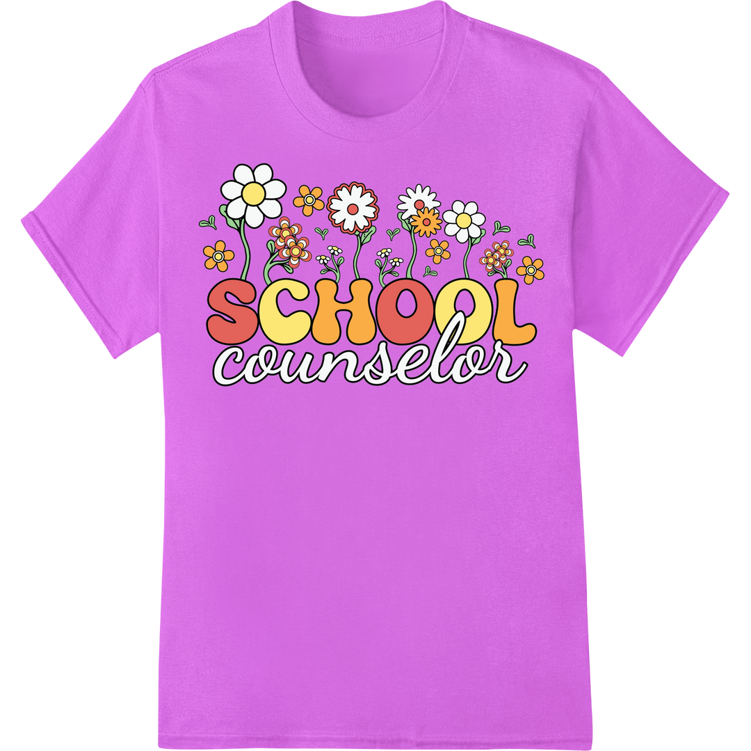 Retro 'School Counselor' DTF Print Heat Transfer | Vintage on purple shirt - SUPERDTF-DTF Prints-DTF Transfers-Custom DTF Prints