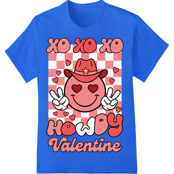 Adorable 'Howdy Valentine' DTF Print Heat Transfer on blue shirt - SUPERDTF-DTF Prints-DTF Transfers-Custom DTF Prints