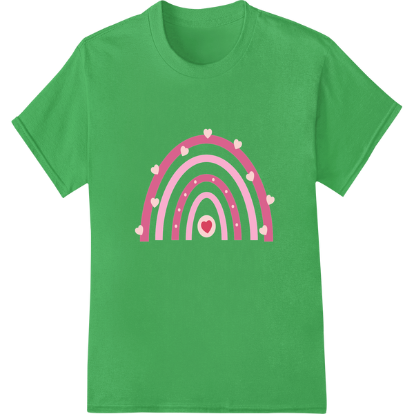 Vibrant Rainbow Heart: Express Your Love with Super DTF on green shirt - SUPERDTF-DTF Prints-DTF Transfers-Custom DTF Prints