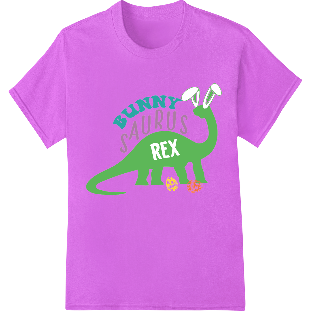 Adorable 'Bunny Saurus Rex' Easter DTF Print Heat Transfer on purple shirt - SUPERDTF-DTF Prints-DTF Transfers-Custom DTF Prints