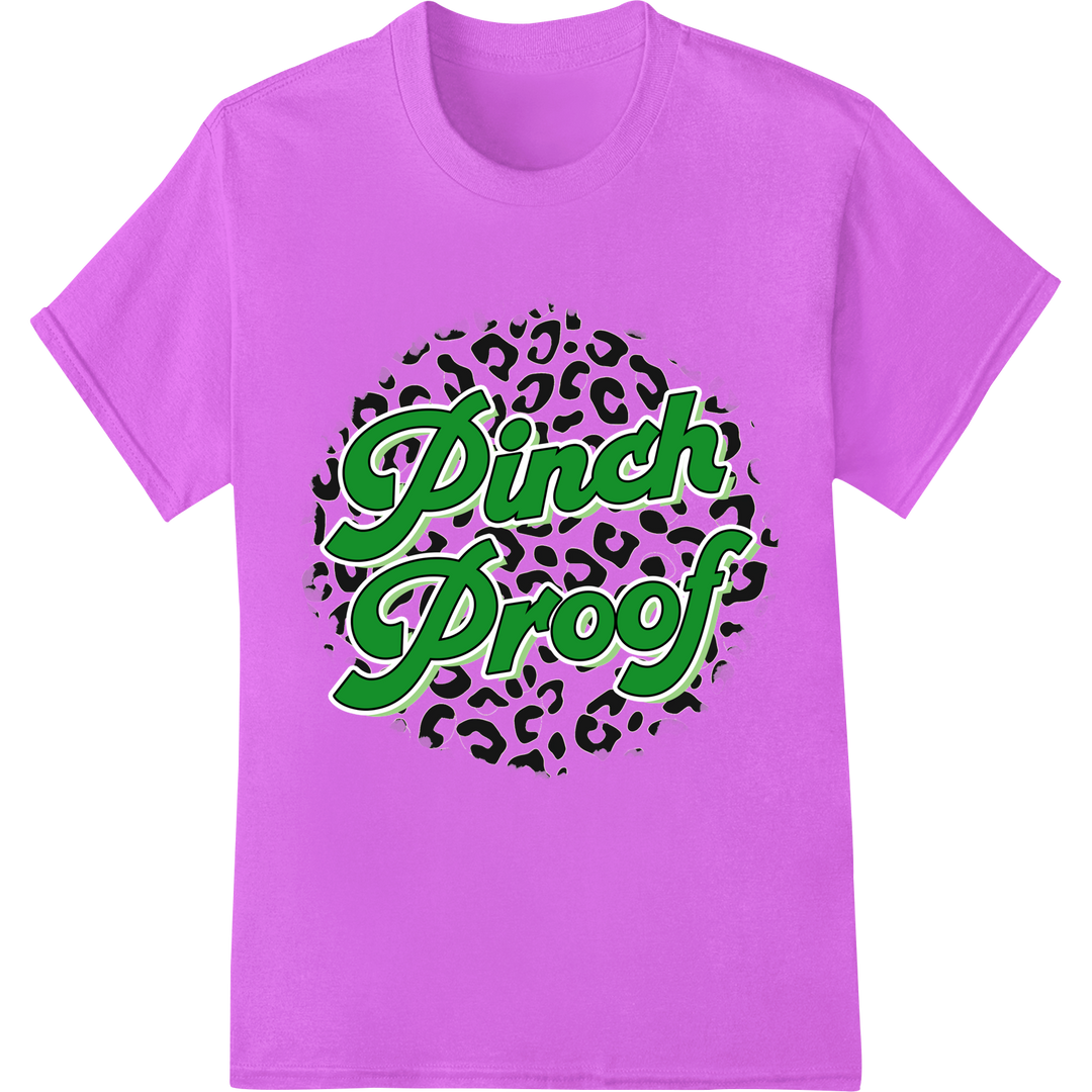 Pinch Proof Clover Leopard St Patrick's Day DTF Print on purple shirt - SUPERDTF-DTF Prints-DTF Transfers-Custom DTF Prints