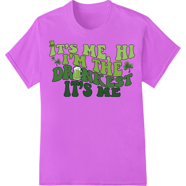 "I'm The Drunkest" St. Patrick's Day DTF Print Heat Transfer on purple shirt - SUPERDTF-DTF Prints-DTF Transfers-Custom DTF Prints