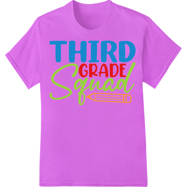 Vibrant 'THIRD GRADE Squad' DTF Print Heat Transfer on purple shirt - SUPERDTF-DTF Prints-DTF Transfers-Custom DTF Prints