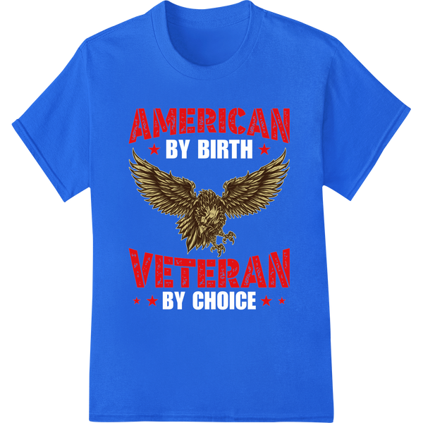 Bold Eagle American Veteran DTF Heat Transfer Print on blue shirt - SUPERDTF-DTF Prints-DTF Transfers-Custom DTF Prints