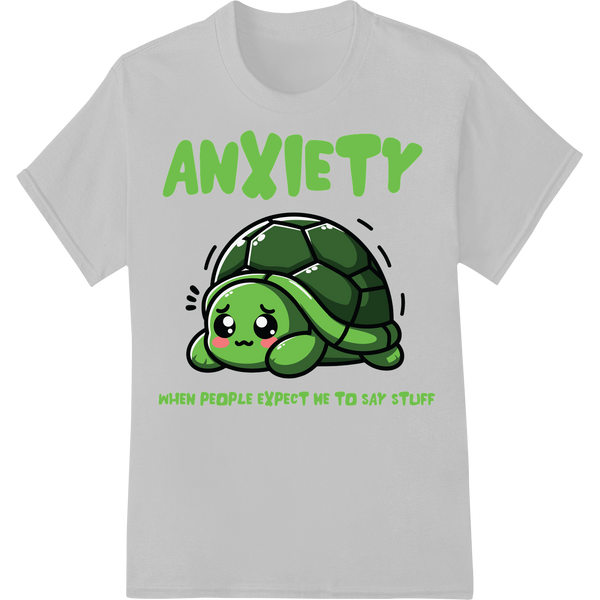 Cute Anxiety Turtle - Relatable Cartoon DTF Print Transfer on white shirt - SUPERDTF-DTF Prints-DTF Transfers-Custom DTF Prints