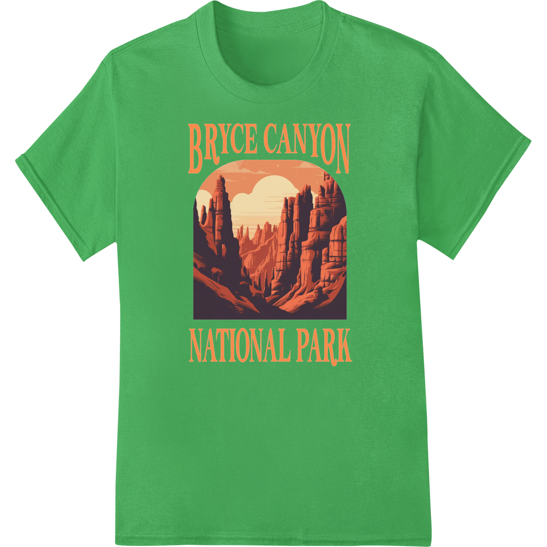 Explore Bryce Canyon's Red Rock Wonders | DTF Transfer Print on green shirt - SUPERDTF-DTF Prints-DTF Transfers-Custom DTF Prints