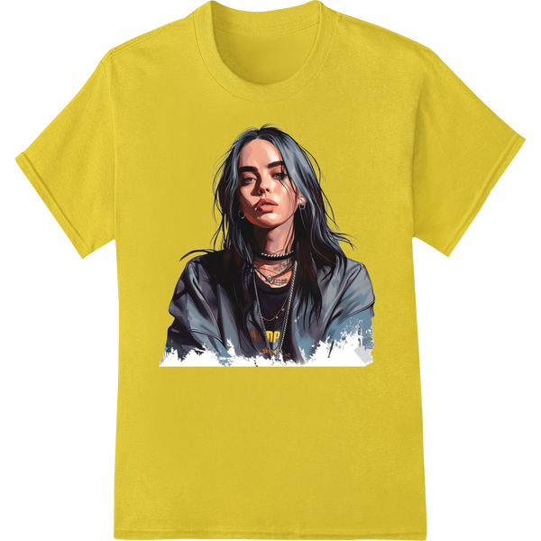 Edgy Musician Portrait - Alt Rocker Vibes Digital Art on yellow shirt - SUPERDTF-DTF Prints-DTF Transfers-Custom DTF Prints