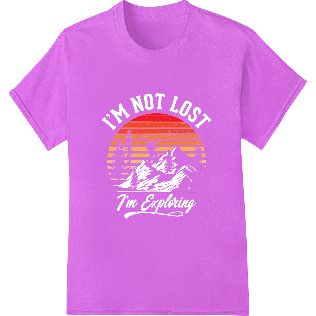 Retro Mountain Sunset DTF Print | Vintage Outdoor Tee Design on purple shirt - SUPERDTF-DTF Prints-DTF Transfers-Custom DTF Prints