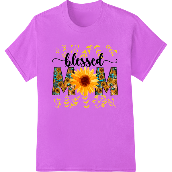 Blessed Mom: Sunflower Love for Mother's Day on purple shirt - SUPERDTF-DTF Prints-DTF Transfers-Custom DTF Prints