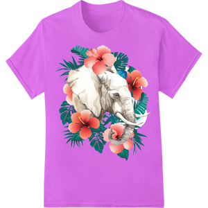 Tropical Elephant Blossoms - DTF Print Heat Transfer made with premium professional DTF printing