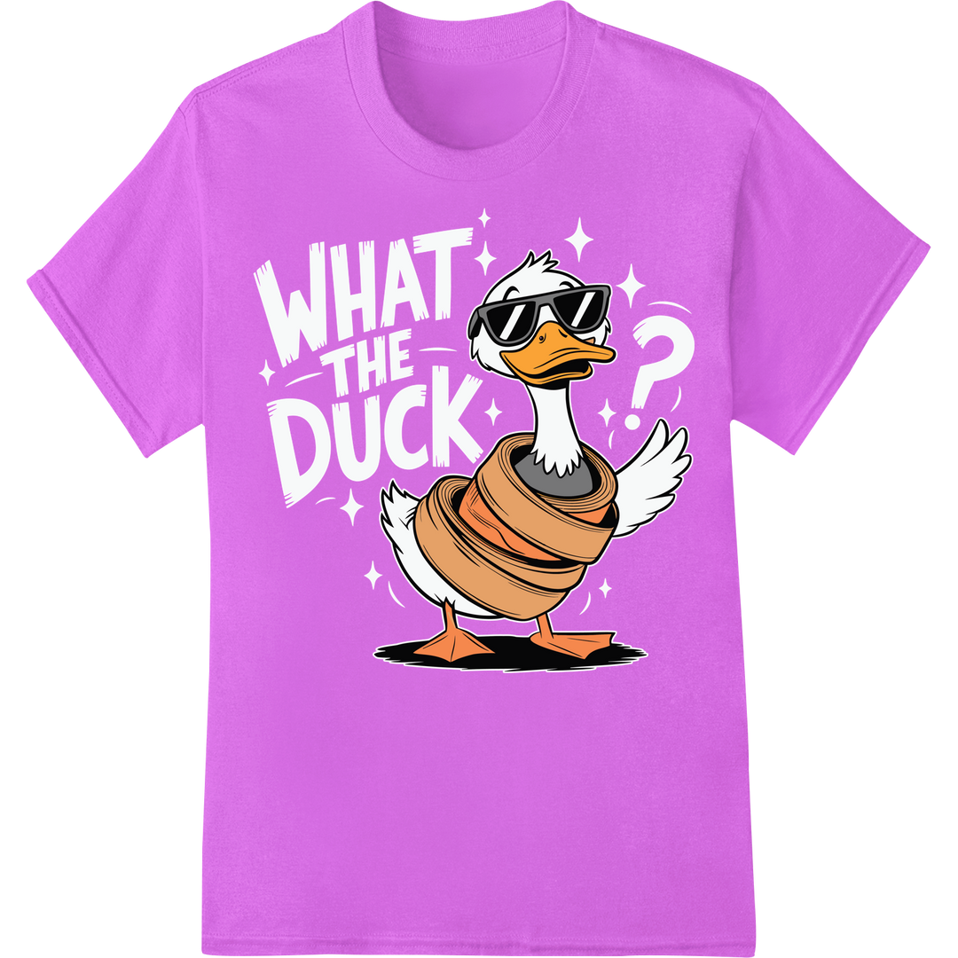 Cool Cartoon Duck with Shades - Funny Animal DTF Print on purple shirt - SUPERDTF-DTF Prints-DTF Transfers-Custom DTF Prints