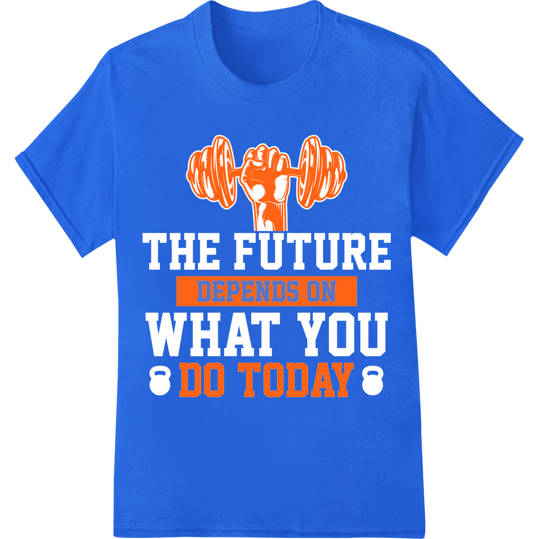 Motivational Gym DTF Print: Depends On Do Today on blue shirt - SUPERDTF-DTF Prints-DTF Transfers-Custom DTF Prints