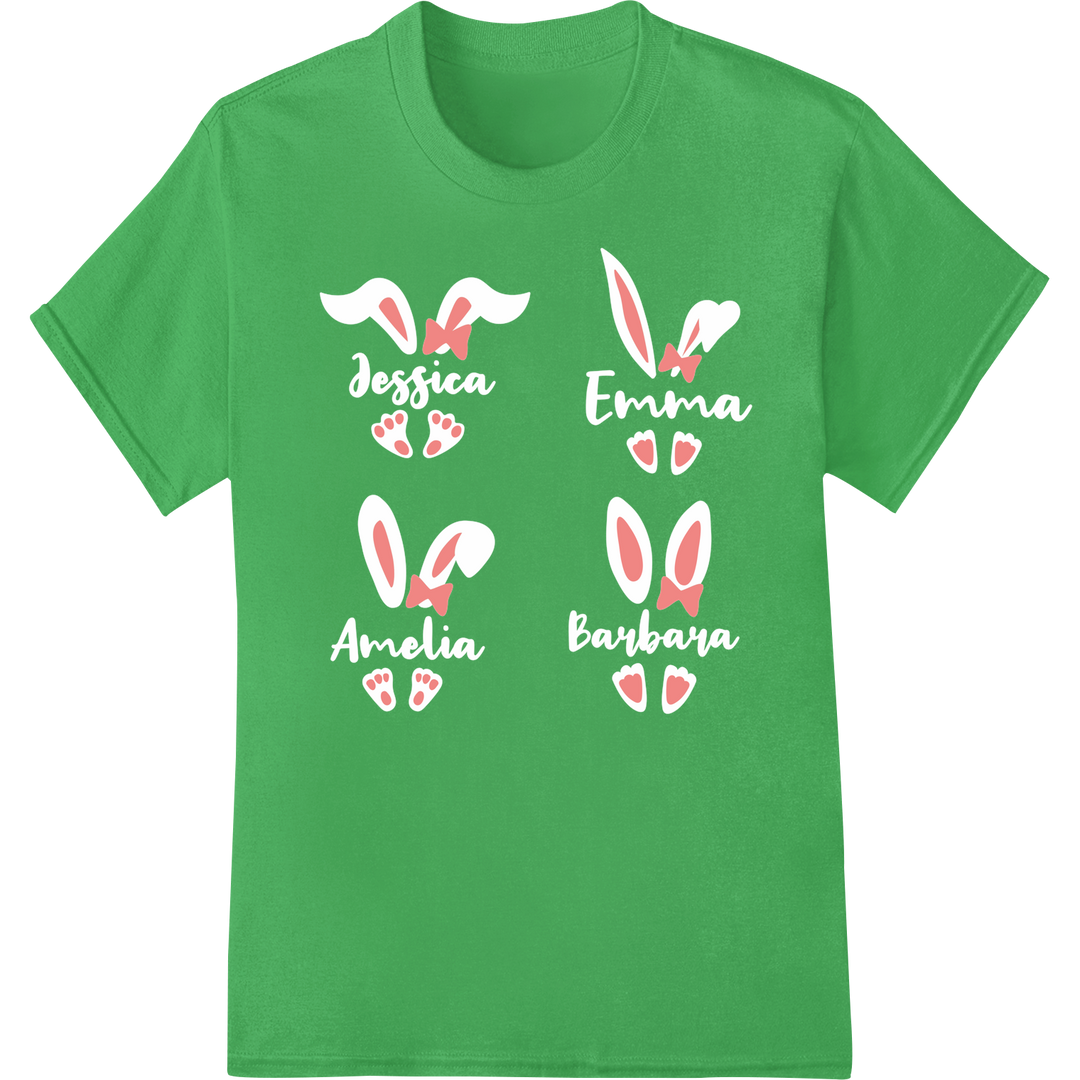 Adorable Easter Bunny Faces DTF Print Heat Transfer on green shirt - SUPERDTF-DTF Prints-DTF Transfers-Custom DTF Prints