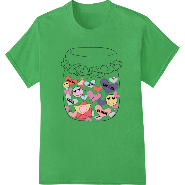 Adorable Emoji Heart: Valentine's Day DTF Print Transfer on green shirt - SUPERDTF-DTF Prints-DTF Transfers-Custom DTF Prints