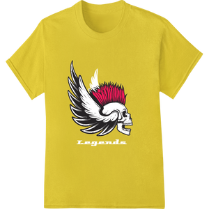 Personalized customized apparel design for Rebellious Punk Skull with Mohawk and Wings Heat Transfer