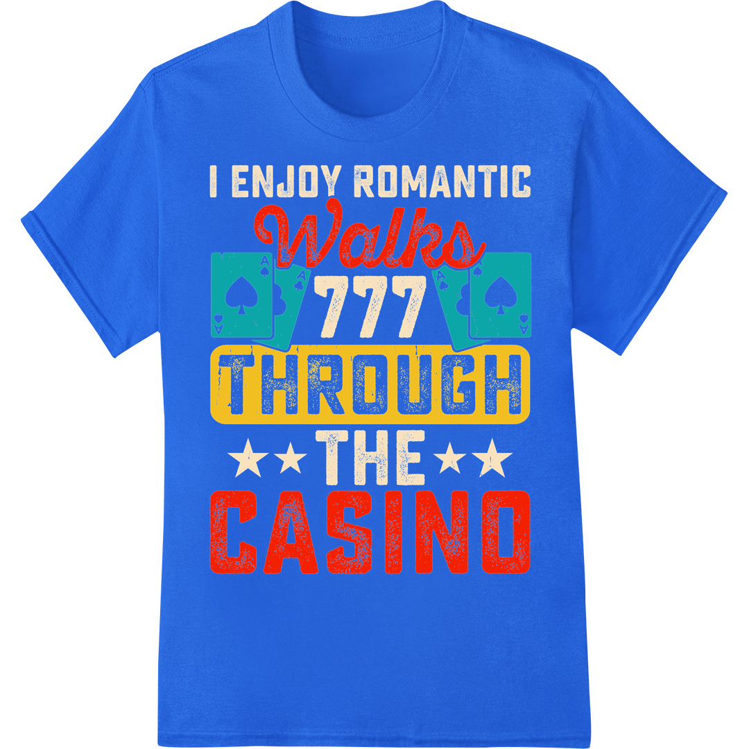 Witty Poker Romance: Playful Casino-Themed Heat Transfer on blue shirt - SUPERDTF-DTF Prints-DTF Transfers-Custom DTF Prints