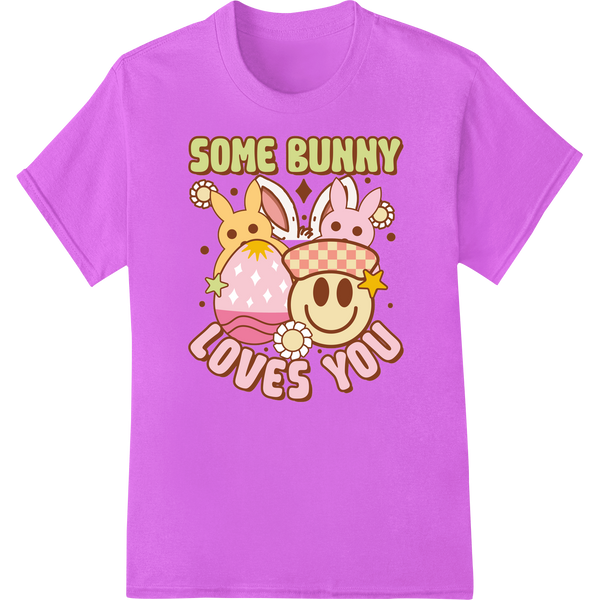 Adorable Easter Bunnies 'Some Bunny Loves You' DTF Print on purple shirt - SUPERDTF-DTF Prints-DTF Transfers-Custom DTF Prints