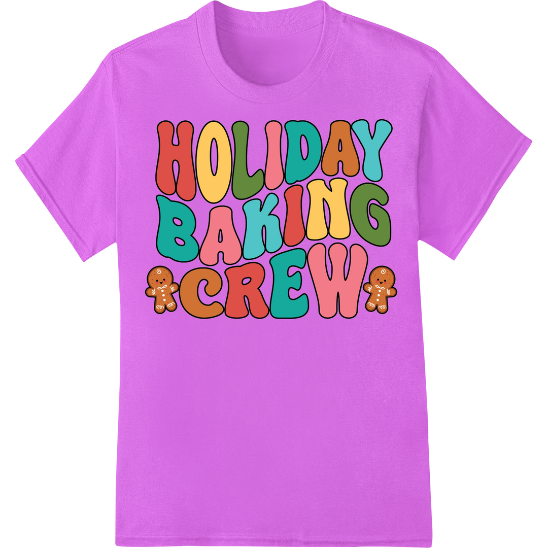 Festive Holiday Baking Crew Heat Transfer | Christmas DTF Print on purple shirt - SUPERDTF-DTF Prints-DTF Transfers-Custom DTF Prints