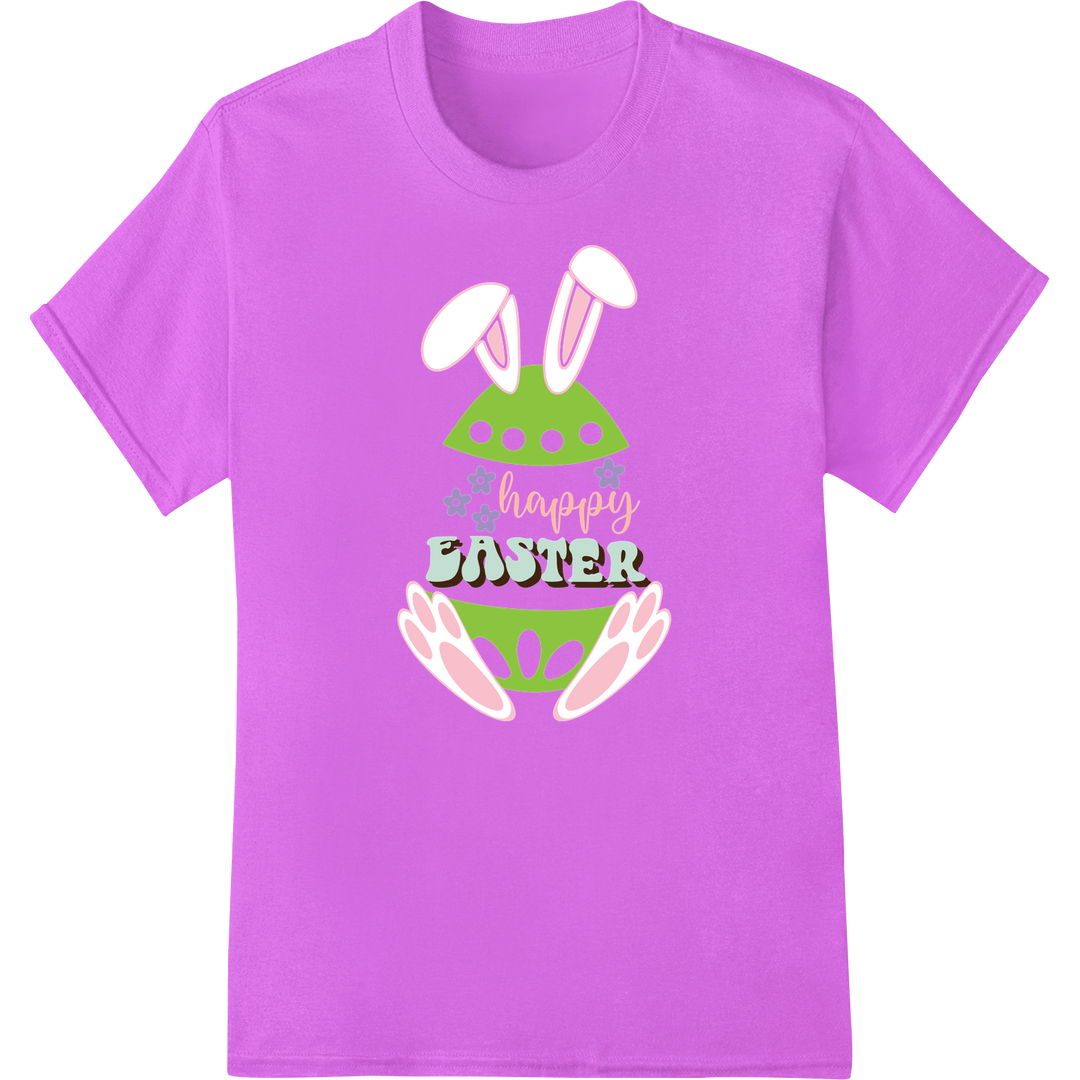 Hoppy Easter Bunny: Playful DTF Transfer Print Design on purple shirt - SUPERDTF-DTF Prints-DTF Transfers-Custom DTF Prints