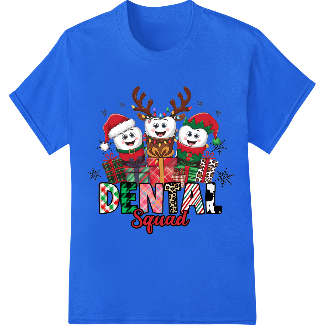 Christmas Dental Squad: Festive Fun for Dental Professionals on blue shirt - SUPERDTF-DTF Prints-DTF Transfers-Custom DTF Prints