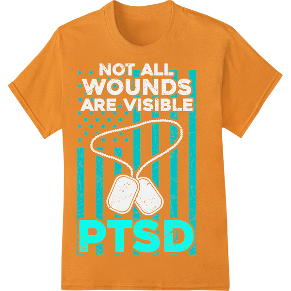 Powerful PTSD Awareness DTF Print Heat Transfer | Patriotic on orange shirt - SUPERDTF-DTF Prints-DTF Transfers-Custom DTF Prints