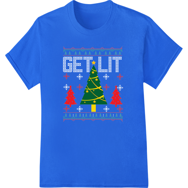 Custom custom apparel design - Festive Christmas Tree with Red Ornaments and Gold Star