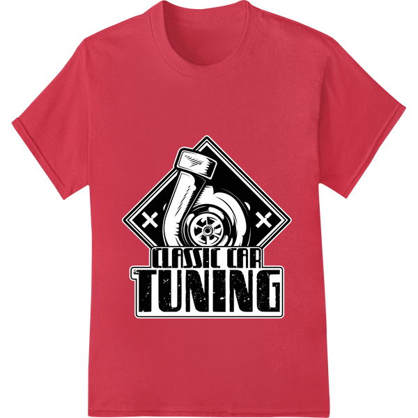 Classic Car Tuning - Retro Turbocharger Racing Design featuring professional high-quality t-shirt printing