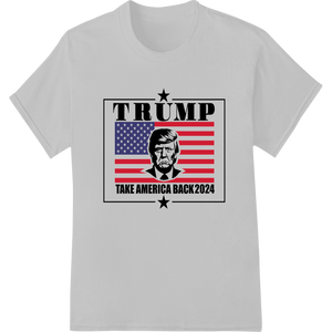 Expert custom garment printing craftsmanship on Trump 2024: Bold Patriotic Heat Transfer by Super DTF