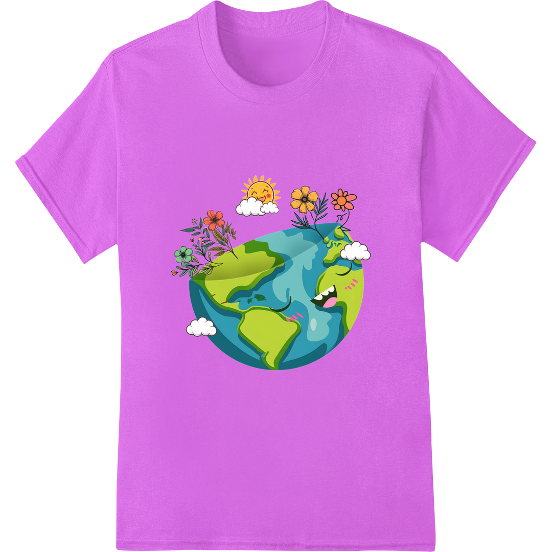 Vibrant Earth Day Print: Celebrate Sustainability in Style on purple shirt - SUPERDTF-DTF Prints-DTF Transfers-Custom DTF Prints