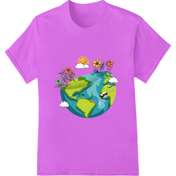 Vibrant Earth Day Print: Celebrate Sustainability in Style on purple shirt - SUPERDTF-DTF Prints-DTF Transfers-Custom DTF Prints