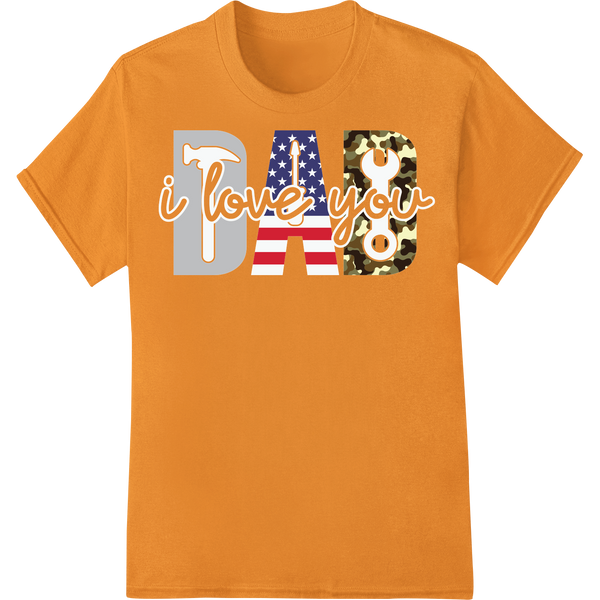 Retro Camo American Flag DAD   Father's Day DTF Print Transfer on orange shirt - SUPERDTF-DTF Prints-DTF Transfers-Custom DTF Prints