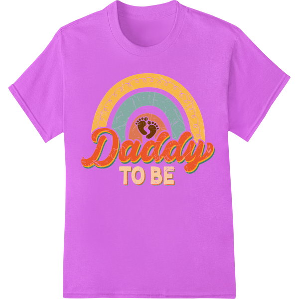 Vintage 'Daddy TO BE' DTF Print Heat Transfer | New Dad Gift on purple shirt - SUPERDTF-DTF Prints-DTF Transfers-Custom DTF Prints