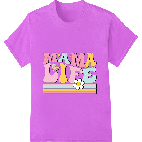 Retro 'MAMA LIFE' DTF Print Heat Transfer | Mother's Day on purple shirt - SUPERDTF-DTF Prints-DTF Transfers-Custom DTF Prints