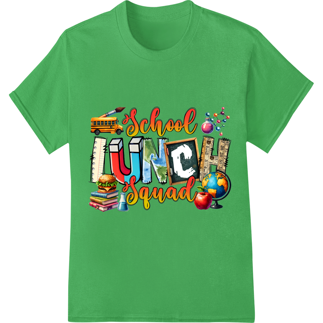 School Fund Squad: Vibrant Back-to-School DTF Print Transfer on green shirt - SUPERDTF-DTF Prints-DTF Transfers-Custom DTF Prints