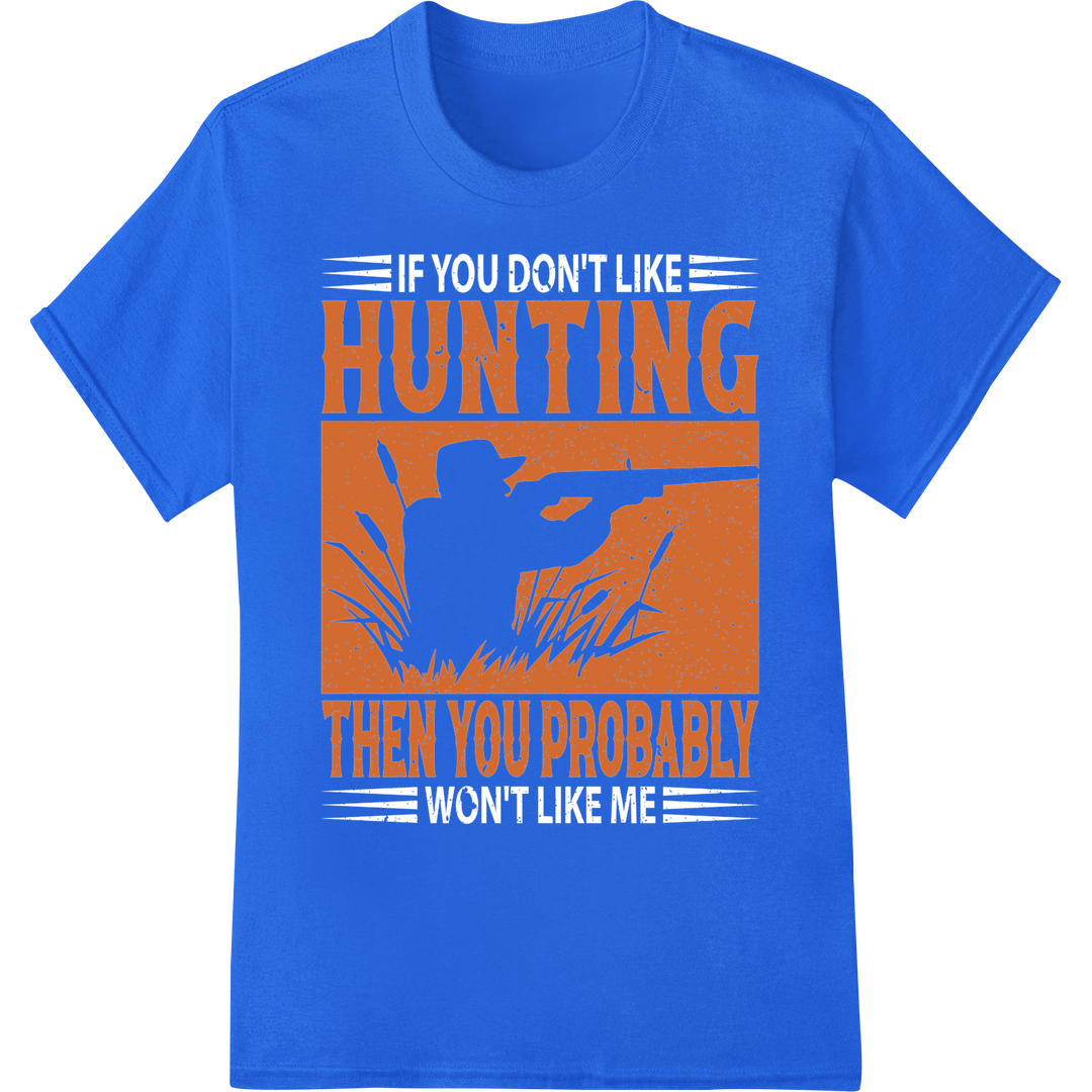 Bold Hunter Silhouette DTF Print Heat Transfer | Outdoor on blue shirt - SUPERDTF-DTF Prints-DTF Transfers-Custom DTF Prints