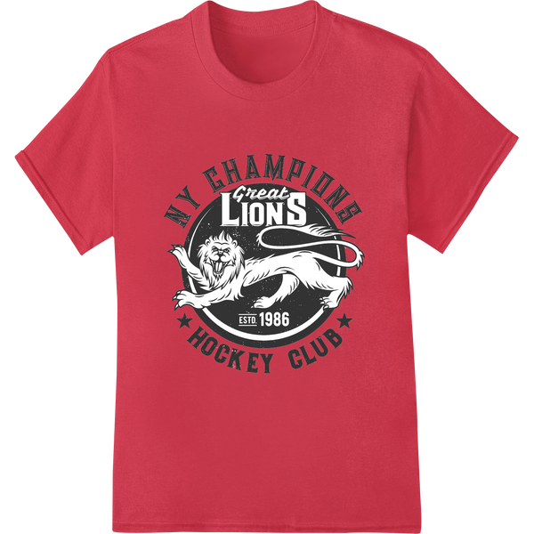 Fierce NY Champs Great Lions Hockey Club Est. 1996 featuring professional bulk t-shirt printing