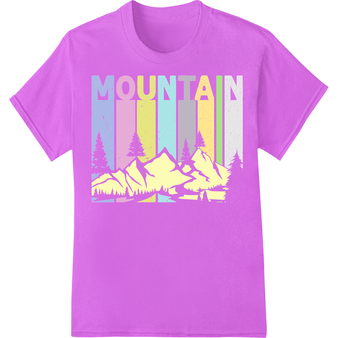 Retro Mountain Landscape DTF Print | Vintage Outdoor Tee on purple shirt - SUPERDTF-DTF Prints-DTF Transfers-Custom DTF Prints