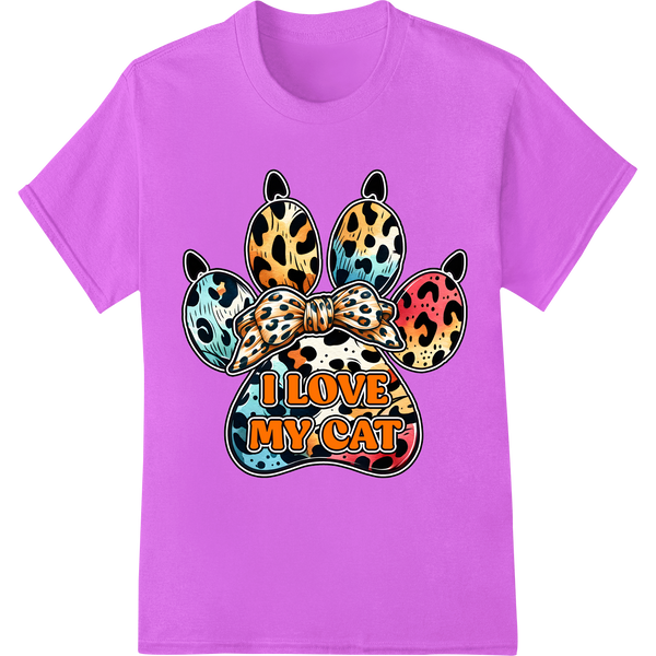 Purr-fect Leopard Cat Ear DTF Print for Cat Lovers on purple shirt - SUPERDTF-DTF Prints-DTF Transfers-Custom DTF Prints