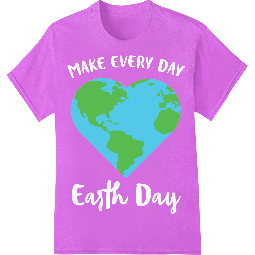 Eco-Friendly Heart-Shaped Earth DTF Print for Earth Day on purple shirt - SUPERDTF-DTF Prints-DTF Transfers-Custom DTF Prints