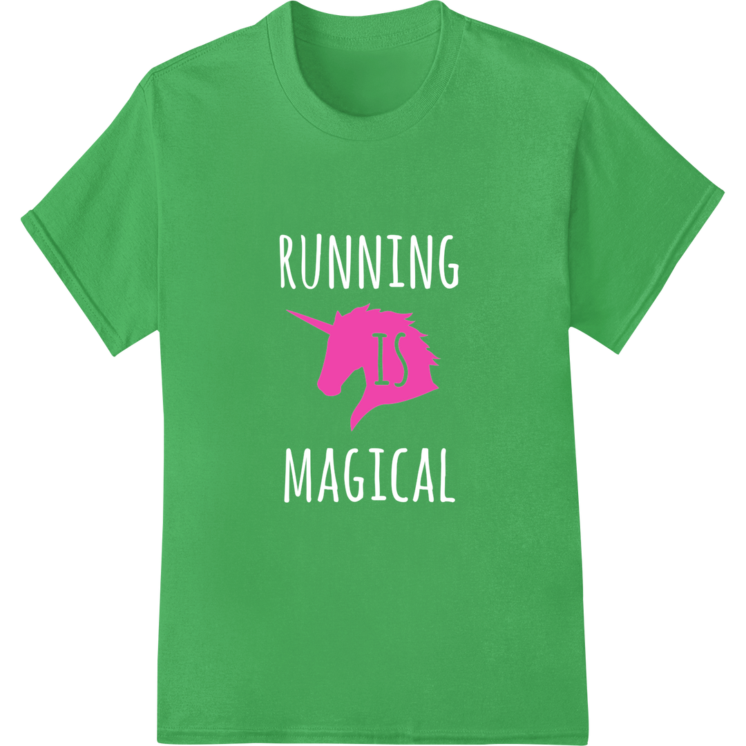 Magical Unicorn Silhouette: Vibrant Pink DTF Print Transfer on green shirt - SUPERDTF-DTF Prints-DTF Transfers-Custom DTF Prints