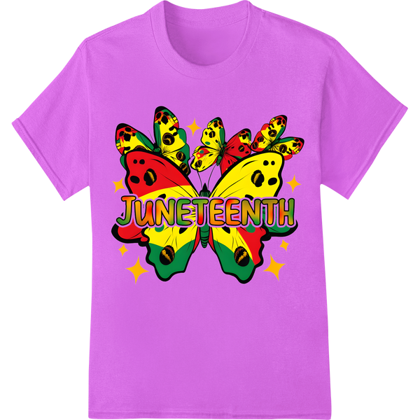 Vibrant Juneteenth Butterfly DTF Print Heat Transfer on purple shirt - SUPERDTF-DTF Prints-DTF Transfers-Custom DTF Prints