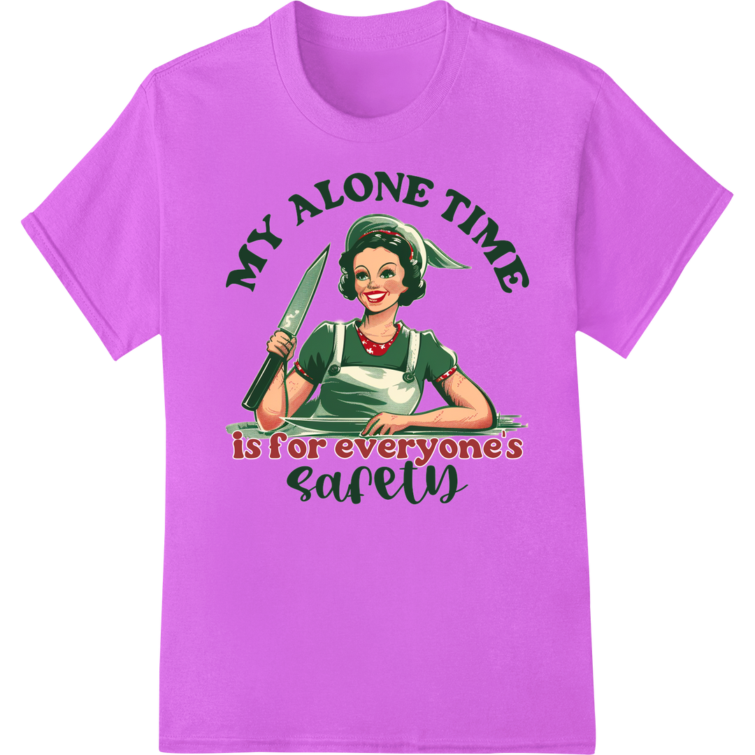 Vintage 'My Alone Time' Housewife Humor DTF Print Transfer on purple shirt - SUPERDTF-DTF Prints-DTF Transfers-Custom DTF Prints