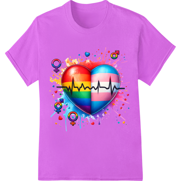 Vibrant LGBT Pride Rainbow Heart DTF Print Heat Transfer on purple shirt - SUPERDTF-DTF Prints-DTF Transfers-Custom DTF Prints