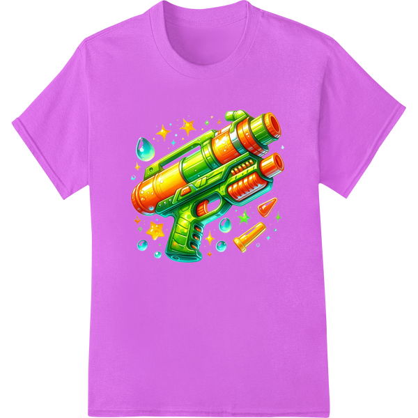 Retro 90s Squirt Gun DTF Print Heat Transfer | Super DTF on purple shirt - SUPERDTF-DTF Prints-DTF Transfers-Custom DTF Prints