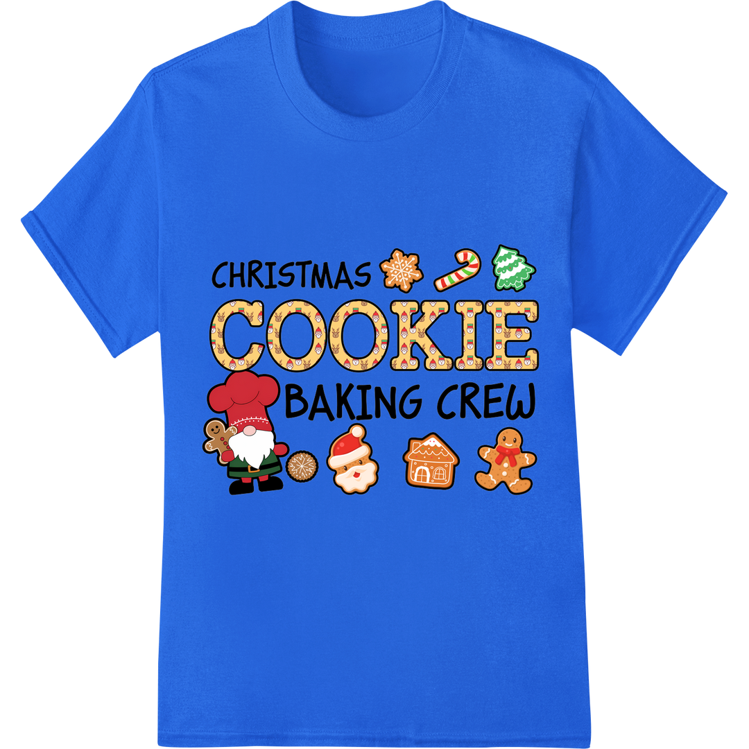 Festive Christmas Cookie Baking Crew Heat Transfer Design on blue shirt - SUPERDTF-DTF Prints-DTF Transfers-Custom DTF Prints