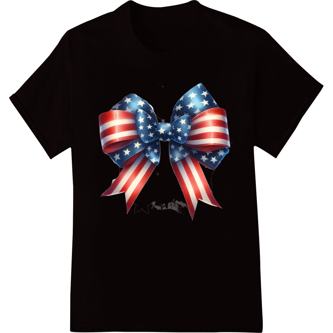 Patriotic Star Spangled Bow - 4th of July DTF Print Transfer on black shirt - SUPERDTF-DTF Prints-DTF Transfers-Custom DTF Prints